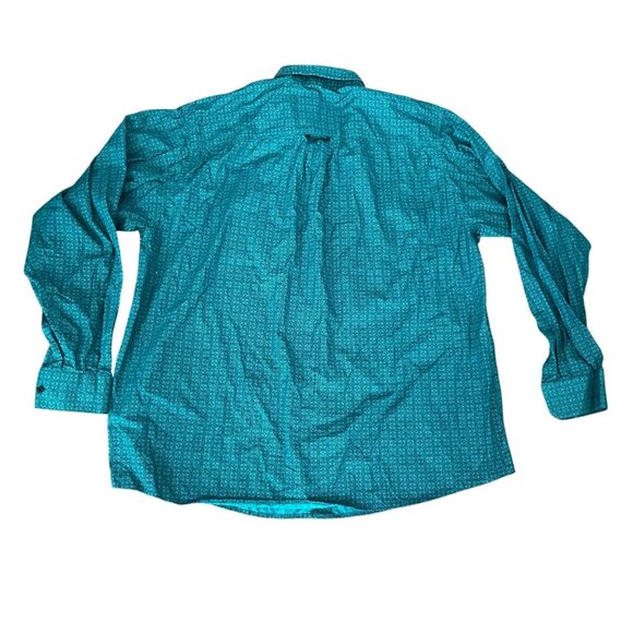 Panhandle Tuf Cooper Mens XL Turquoise Printed Button-Up Shirt Cotton Western - Picture 2 of 9